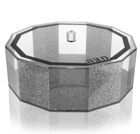 Boîte à gâteau Matsa en acrylique de taille personnalisée, récipient de stockage carré avec couvercle en forme de dodécagone à paillettes argentées pour l'organisation d'outils