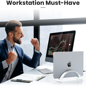 Dudukan Laptop vertikal akrilik, dudukan <span class=keywords><strong>Notebook</strong></span> Desktop tidak terlihat akrilik untuk meja pemegang Laptop vertikal menghemat ruang - Product Image 2