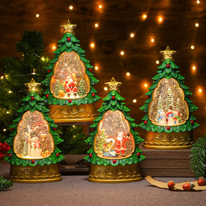 New painted <b>snow</b>-<b>sprayed</b> indoor glowing Christmas tree desktop ornament, Christmas gift, decoration, music box - Product Image 1