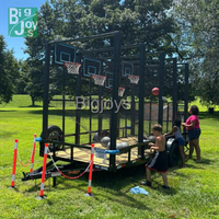 Terrain de basket-ball mobile flexible efficace monté sur remorque portable réglable en hauteur