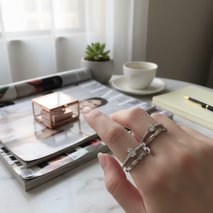 Vendita calda Trending anello cuore drago placcato oro rosa Asscher taglio intarsio semplice moda dichiarazione gioielli per ragazze all'ingrosso - Product Image 3