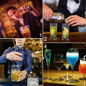 Ensemble de shakers à cocktails, 15 pièces, outils de bar en acier inoxydable, mélangeur pour <span class=keywords><strong>barman</strong></span> avec support en bambou, équipement de bar à domicile - Product Image 6