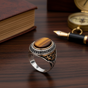 <b>Cat</b> Eye Stone Oval Shape Man <b>Ring</b> Jewelry Men Jewellery Wholesale Handcrafted Authentic 925 Sterling Silver Men <b>Ring</b> - Product Image 3