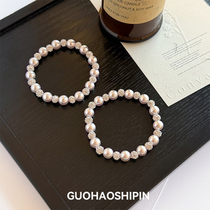 Pearl <b>Beaded</b> <b>Bracelet</b> For Women Purple Color Minimalist Design Everyday Wear - Product Image 4
