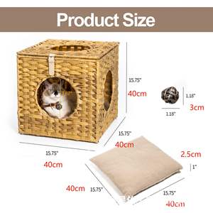 Casa para Perros Extra Grande, Plegable, Ecológica, para Invierno, Cama Interior para Mascotas, Refugio de Ratán de Doble Cara, Tejido a Mano - Product Image 2