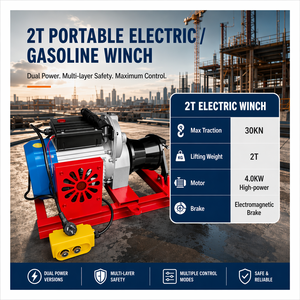 Treuil électrique mobile YILI avec moteur, dévidoir de câble, commande suspendue, support en acier rouge, télécommande manuelle, kit de pose de câbles - Product Image 6