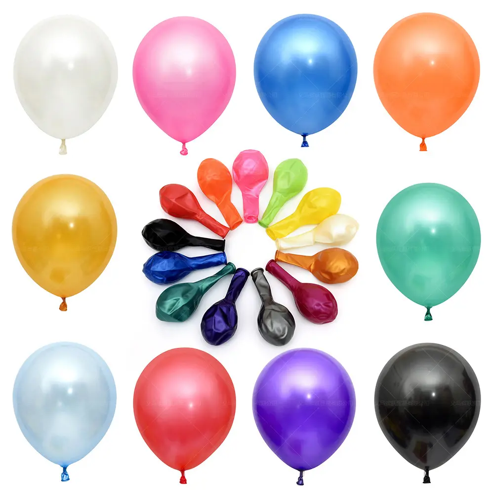 प्रस्ताव स्विकार सजावट 12 इंच मोटी चमकदार धातु मोती रंग लेटेक्स गुब्बारे