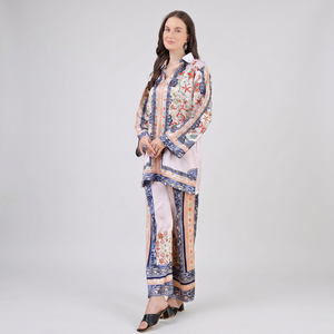 Ensemble coordonné deux pièces pour femmes, respectueux de l'environnement, respirant, ensemble Kurti et pantalon assorti, tenue décontractée élégante et confortable pour toutes les saisons - Product Image 1