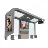 Abri de bus solaire au design moderne, respectueux de l'environnement, avec écran haute définition, diffusion vocale et prévisions météo, pour l'intérieur