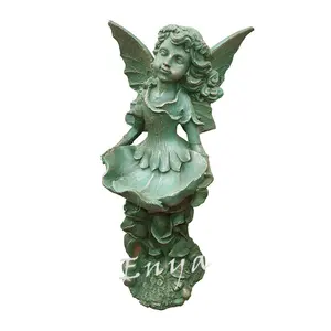 Vintage Style Rasen Outdoor Landschafts bau Sonnenblume Metall Ornamental Große Skulpturen Fairy Angel Statue Garden