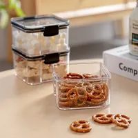 Pot hermétique empilable sans BPA, transparent, carré, pour la conservation des aliments, conteneur de rangement fiable et multifonctionnel pour la cuisine