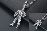 Pendentif d'haltères en acier inoxydable créatif à la mode européenne pour hommes, collier de bijoux de musculation, pendentifs fins, breloques