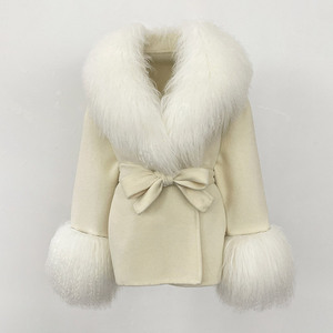 Jancoco donna inverno <span class=keywords><strong>cappotto</strong></span> di vera lana <span class=keywords><strong>con</strong></span> <span class=keywords><strong>cintura</strong></span> giacca di lana da donna <span class=keywords><strong>cappotto</strong></span> di lana <span class=keywords><strong>con</strong></span> vera <span class=keywords><strong>pelliccia</strong></span> di agnello - Product Image 5