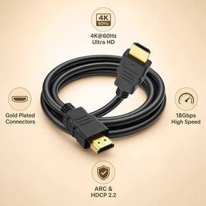 Cable HDMI 4K de Alta Velocidad Certificado, 18 Gbps, Chapado en Oro, 4K 60Hz HDR <span class=keywords><strong>ARC</strong></span> HDCP 2.2 para TV, Proyector, Monitor, <span class=keywords><strong>PS4</strong></span> - Product Image 2