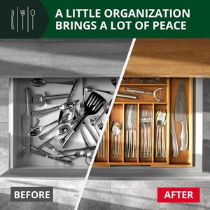 Organizador de Lujo para Cajones de Cocina de Bambú - Organizador de Cubiertos, Porta Utensilios y Divisores de Cajones para Cubertería - Product Image 4