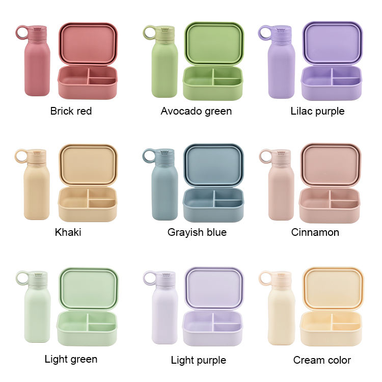 Silicone lunch box and silicone water bottle set