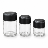 Bocaux en verre résistants aux enfants KDG pour le stockage des herbes, 3,5 g, 7 g, 14 g, avec couvercle CR noir mat, étiquettes personnalisées pour les bocaux à fleurs séchées
