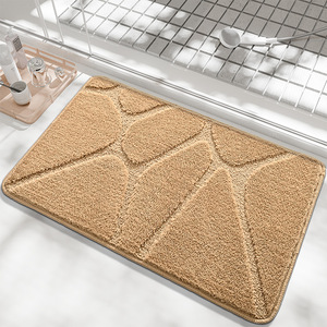 Alfombra de baño minimalista moderna, rectangular, con patrón geométrico, de fibra de poliéster, absorbente, antideslizante, para uso en el baño y el dormitorio - Product Image 5