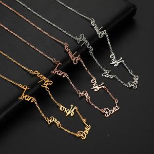 女性定制多重名字项链个性化姓氏不锈钢铭牌项链镀金饰品 - Product Image 2