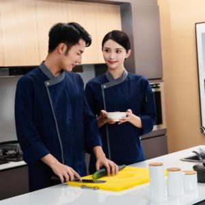 Camiseta de manga larga con escote gris, ropa de trabajo impermeable, catering, restaurante, cocina, panadería, Chef turco, uniforme de cocinero personalizado - Product Image 1