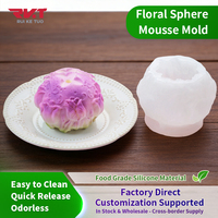 Moule à gâteau en silicone sphérique 3D professionnel à motifs floraux, moule à dessert à relief floral haute précision pour pâtisserie et boulangerie de luxe