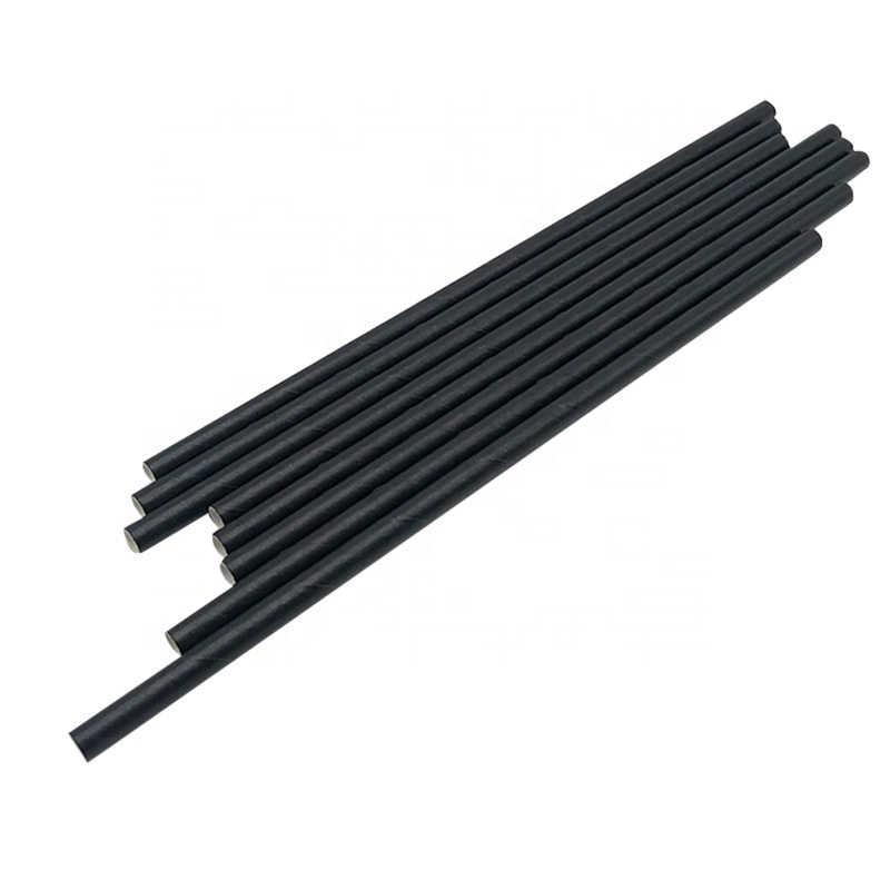 Disposable Black Paper Straws Degradable Multi-colored Holiday Party Decorative Juice Drink Cocktail Art Straws