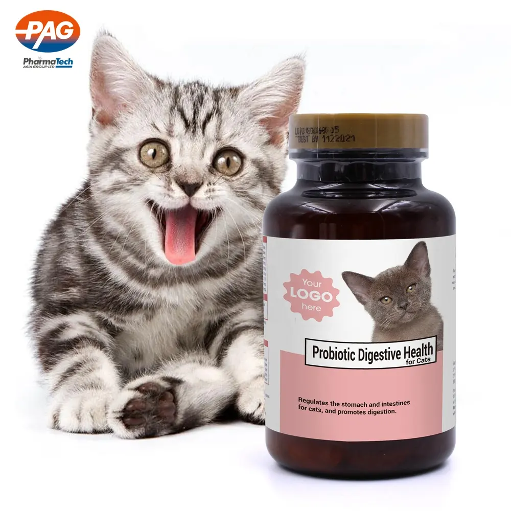 Tablet Probiotik Label Pribadi Nutrisi Hewan Peliharaan, Tablet Gigit Kunyah untuk Kucing