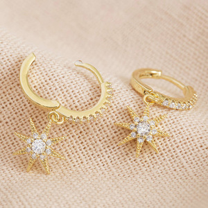 Boucles d'oreilles en zircon étoile et soleil pour femmes, bijoux élégants, délicats et célestes - Product Image 5