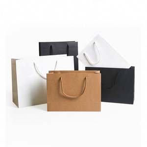 Sacs en papier personnalisés pour la vente au détail, noir et marron, sacs de transport pour le commerce de détail, logo personnalisé imprimé avec des poignées en corde - Product Image 2