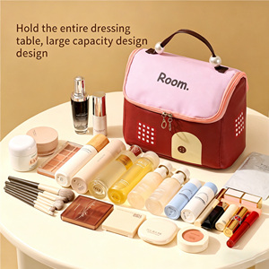 Trousse de Maquillage de Voyage Grande Capacité pour Femme, Sac Cosmétique Tendance en Polyester avec Poignée et Fermeture Éclair, Imperméable 30x20x10cm - Product Image 2