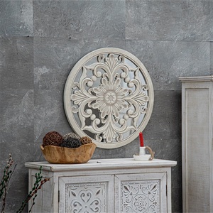 Décoration murale rustique pour la maison : Panneaux ronds décoratifs en MDF blanc vieilli, faits à la main, pour salon - Product Image 4