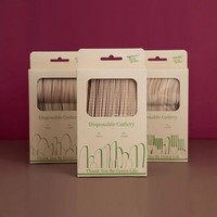Ensemble de couverts jetables en bois pour desserts et glaces, emballés individuellement, respectueux de l'environnement, beige