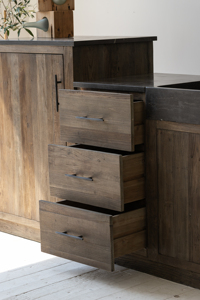 Gabinetes de <span class=keywords><strong>Cocina</strong></span> de Madera con Base de Madera de Olmo Reciclada de Estilo Industrial Antiguo Wabi Sabi y Cubierta de Piedra Azul <span class=keywords><strong>Extraíble</strong></span> - Product Image 4