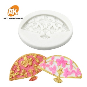AK Hoa gấp Fan fondant Silicone khuôn nhà bếp nướng tiện ích cho bánh tráng miệng trang trí OPP túi đóng gói sô cô la khuôn - Product Image 3