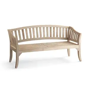 Outdoor garden furniture curved high backrest luxury chair solid teak wooden bench