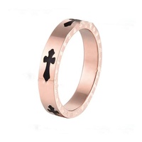 Bague de couple en forme de croix émaillée en acier inoxydable plaqué or 18 carats PVD, style Ins, bijoux de mode de haute qualité en gros