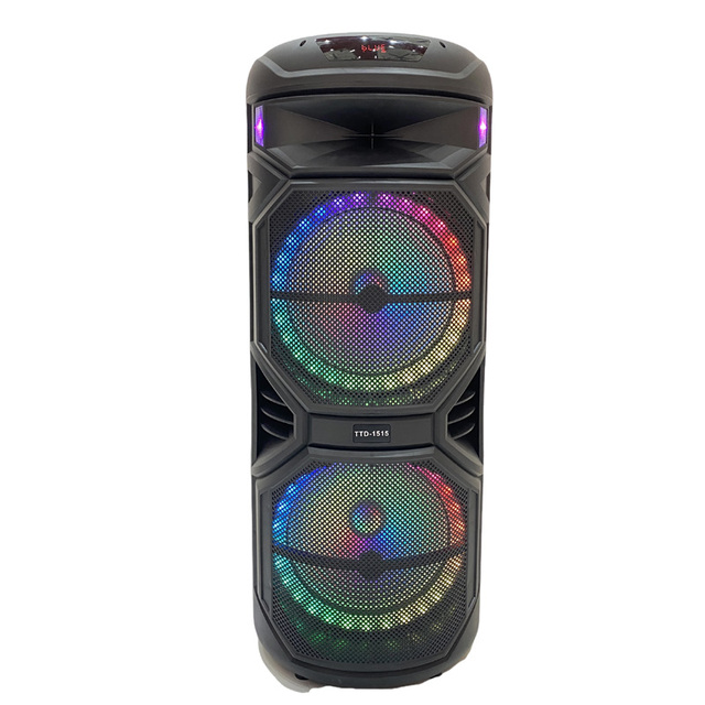TDTD-1515 Double 15.5 Inch Portable Trolley Speaker Portable Speaker with Microphone Portable Party Speaker