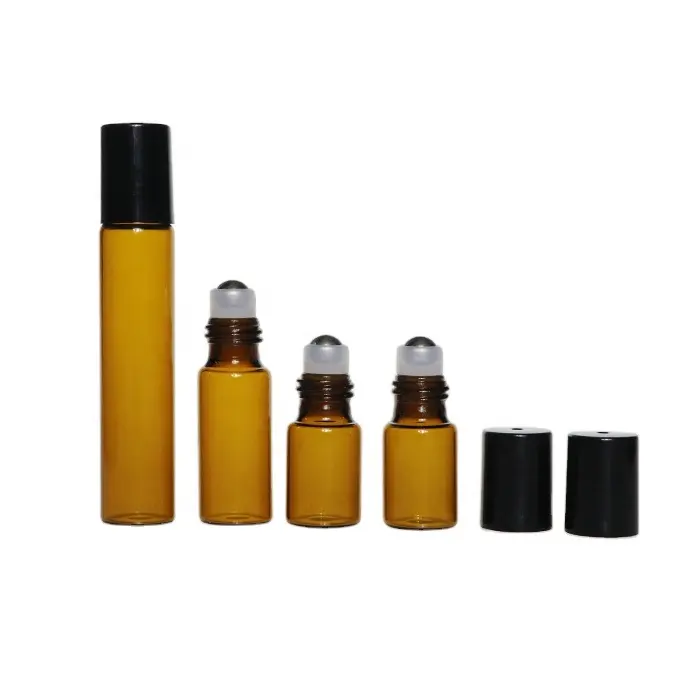 Tinh dầu nước hoa Lăn chai rõ ràng đầy màu sắc 1ml 2ml 3ml 5ml 10ml kính cuộn trên chai với nắp