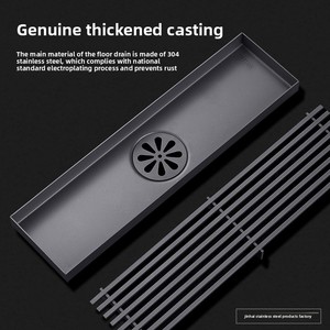 OEM Gun Gray Solid Invisible Floor Drain Brushed Stainless Steel for Odor Insect-Proof Side Row in Kitchen Bathroom Balcony - Product Image 3