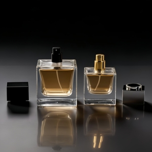 Custom Luxury Perfume <strong>Glass</strong> <strong>Bottle</strong> Crimp Clear Perfume Spray <strong>Bottles</strong> 50ml 100ml Square <strong>Empty</strong> <strong>Glass</strong> Perfume <strong>Bottle</strong> With Gold Cap - Product Image 2