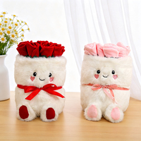 Coffret Cadeau en Peluche Bouquet de Roses en Gros avec Jouet Mouton, Seau à Fleurs Adorable, Poupée en Peluche, Design Mouton Caché, Cadeau Romantique pour la Saint-Valentin