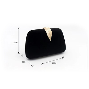 Bolso de Noche de Terciopelo Vintage de Alta Calidad con Diseño de Hojas, Bolso de Mano Cuadrado para Fiesta, Elegante Bolso Negro de Lujo 5A - Product Image 2