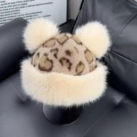 Chapeau Bob Hiver Chaud en Peluche Léopard Personnalisé pour Femme, Casquette de Ski et de Pêcheur Douillette et Moelleuse en Fausse Fourrure