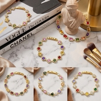 Bracelet Arc-en-ciel Sophistiqué en Laiton Plaqué Or Résistant au Ternissement LUOYUNE, Bijou Fantaisie en Zircon Cubique pour Achat en Gros sur le Site Shopify