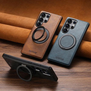 Étui de téléphone portable en cuir d'affaires avec béquille en cire d'huile de luxe pour <span class=keywords><strong>Samsung</strong></span> S26 S25 S24 S23 <span class=keywords><strong>S22</strong></span> <span class=keywords><strong>ultra</strong></span> Étui en cuir pour hommes - Product Image 4