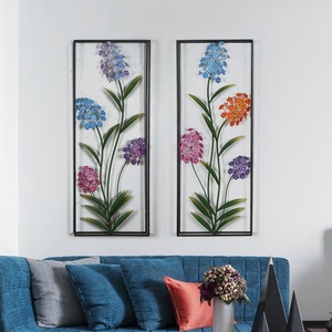 Décorations murales tridimensionnelles en fer forgé créatives 91,5 x 71 cm, plantes, fleurs, décoration <span class=keywords><strong>murale</strong></span> de salon, ornements suspendus au mur - Product Image 1