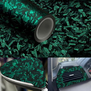 Autocollants de voiture en fibre de carbone forgée mate PET, film noir et rouge pour la décoration de la console centrale intérieure de la voiture, résistant aux rayures - Product Image 2