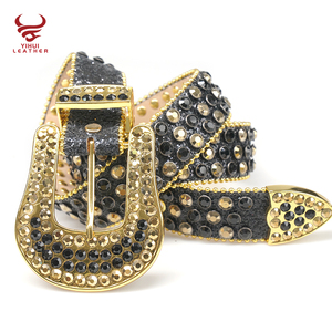 Ceinture en cuir de cow-boy western scintillante pour homme, ceinture en cuir de crocodile cloutée, ceinture de créateur en strass dorés Bb <span class=keywords><strong>Simon</strong></span> - Product Image 5