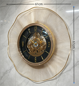 นาฬิกาแขวนผนังดีไซน์ทันสมัยหรูหรา ลายรัศมีพระอาทิตย์สีทอง ตกแต่งด้วย<span class=keywords><strong>เ</strong></span>ฟืองจำลองแบบโปร่งแสง นาฬิกาควอตซ์ตกแต่งบ้าน - Product Image 6
