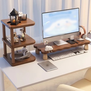 Support de moniteur réglable en hauteur en bois de bambou avec tablette pour clavier, organisateur de bureau à 3 niveaux, pour la maison et le bureau, OEM personnalisé - Product Image 2